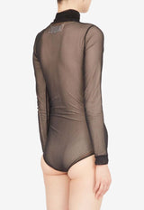 Long-Sleeved Sheer Turtleneck Bodysuit