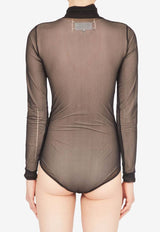 Long-Sleeved Sheer Turtleneck Bodysuit