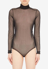 Long-Sleeved Sheer Turtleneck Bodysuit