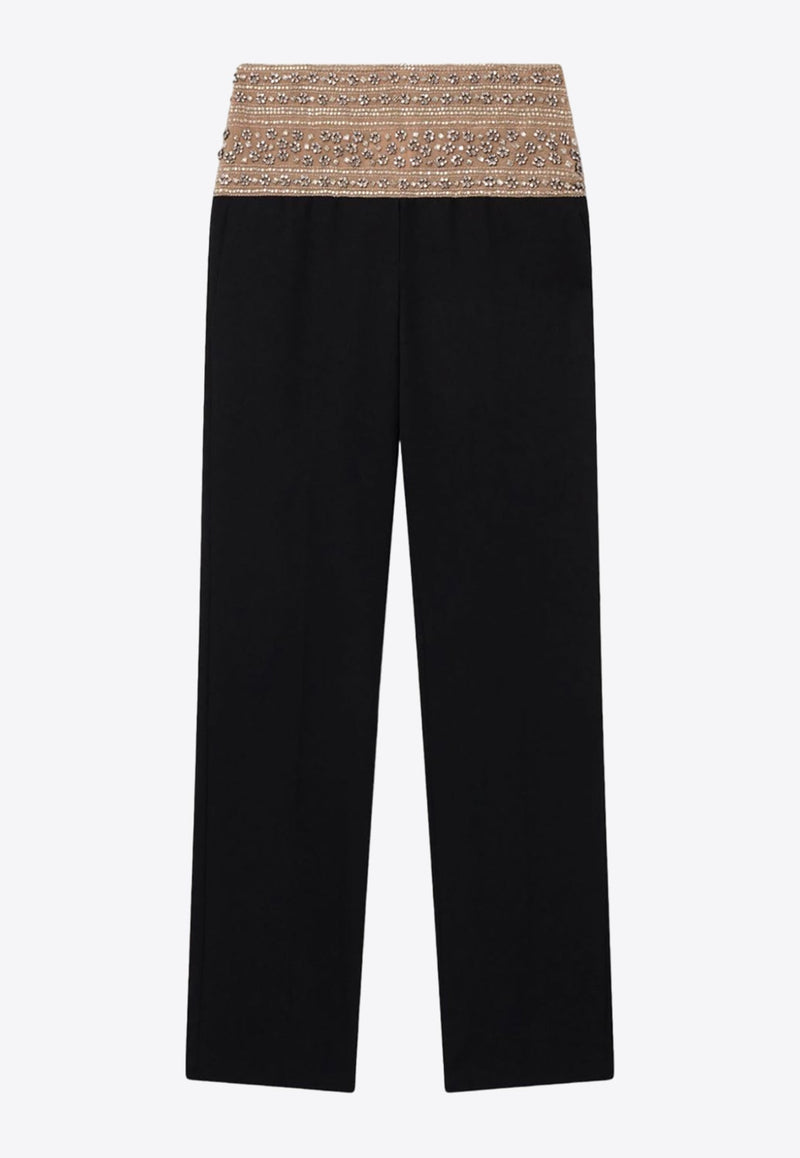 Crystal-Embellished Wool Pants