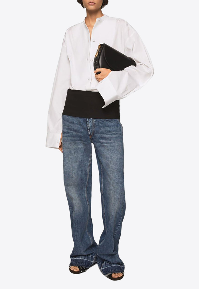 Tuxedo-Waist Wide-Leg Jeans