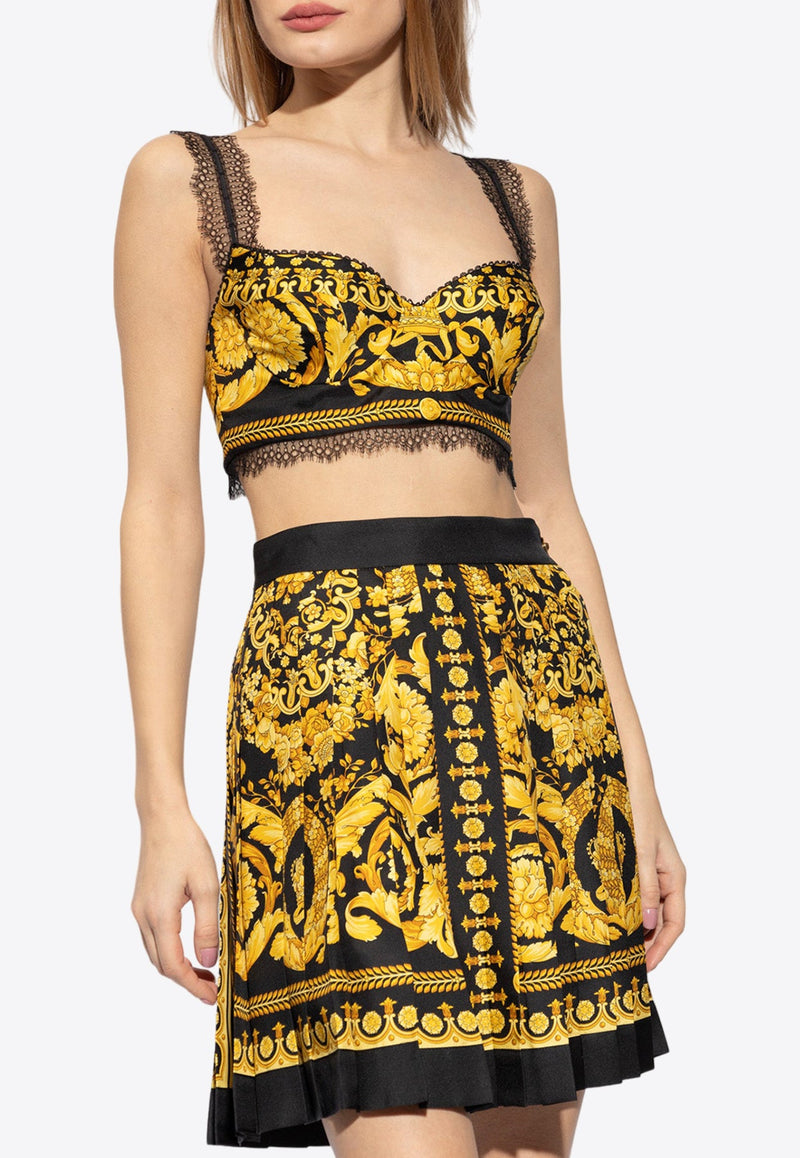 Barocco Print Silk Bralette