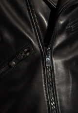Leather Zip-Up Biker Jacket
