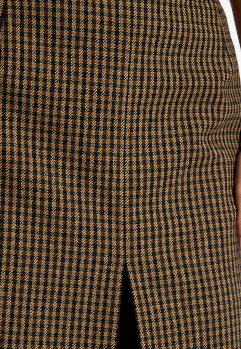 Checked Wool-Blend Pencil Skirt