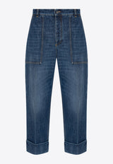 Straight-Leg Washed-Out Jeans