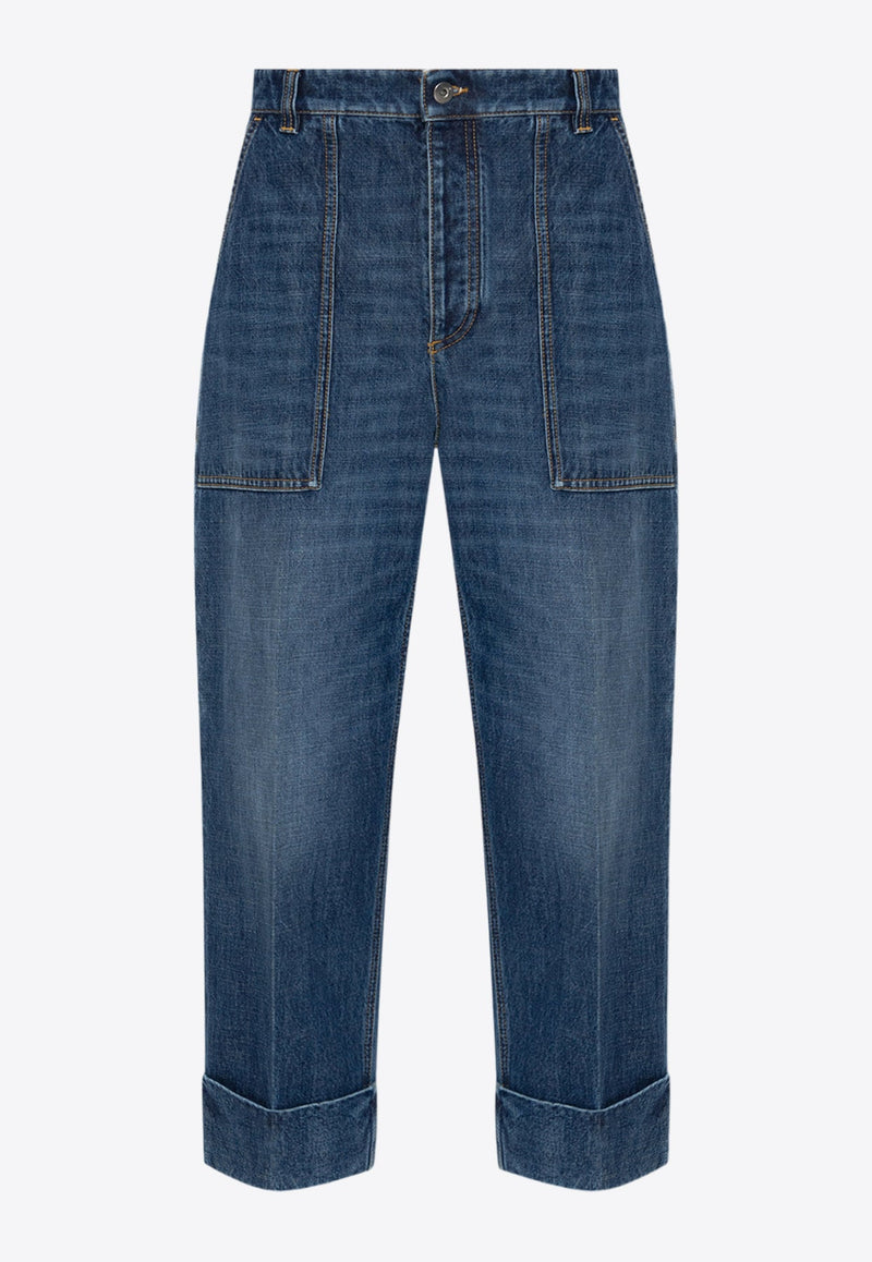 Straight-Leg Washed-Out Jeans