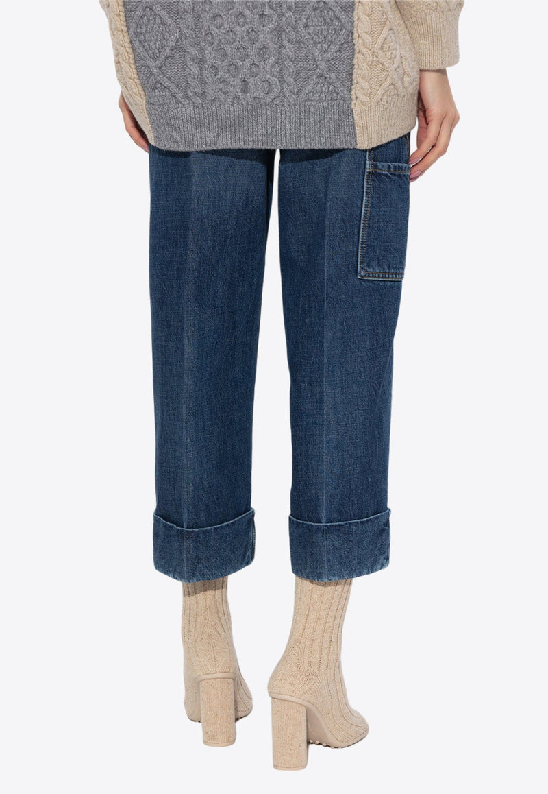 Straight-Leg Washed-Out Jeans