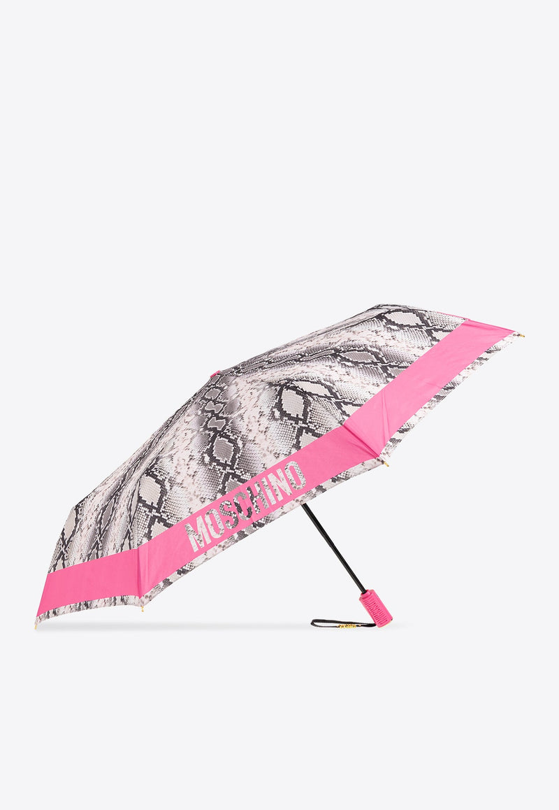 Logo Trim Snakeskin Print Umbrella