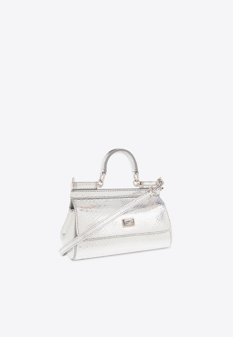 Small Sicily Python Skin Top Handle Bag