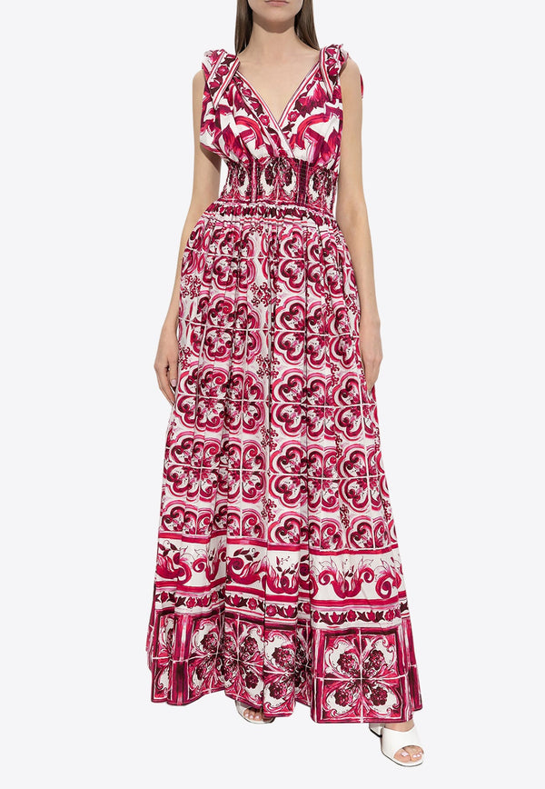 Majolica Print V-neck Maxi Dress