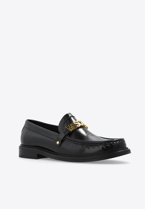 Logo Plaque Leather Loafers