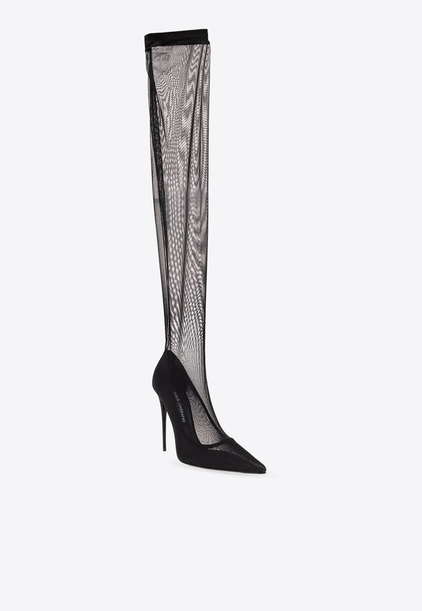 X Kim Lollo 105 Thigh-High Tulle Boots