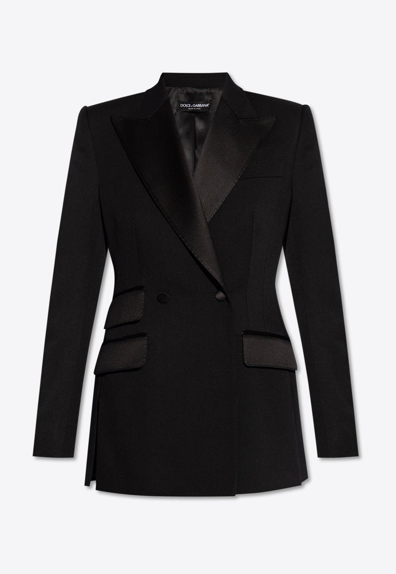 Double-Breasted Wool Blend Tuxedo Blazer