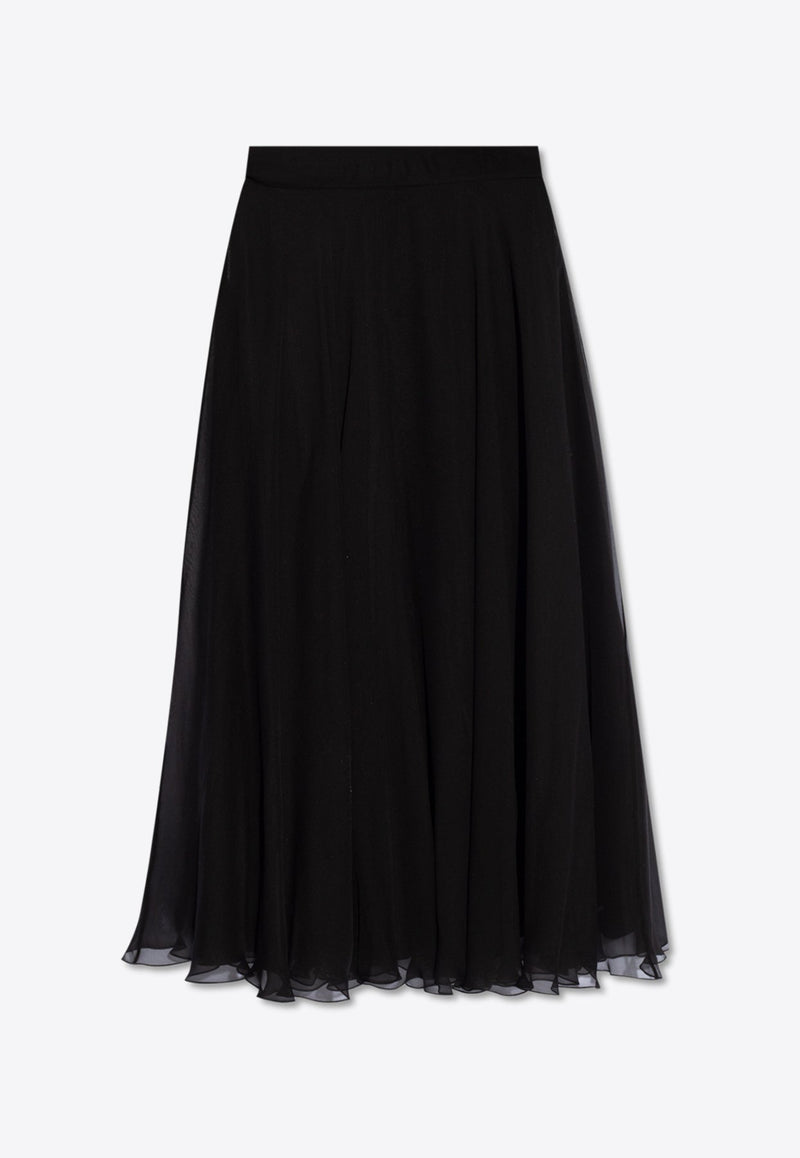 Semi-Sheer Silk Midi Skirt