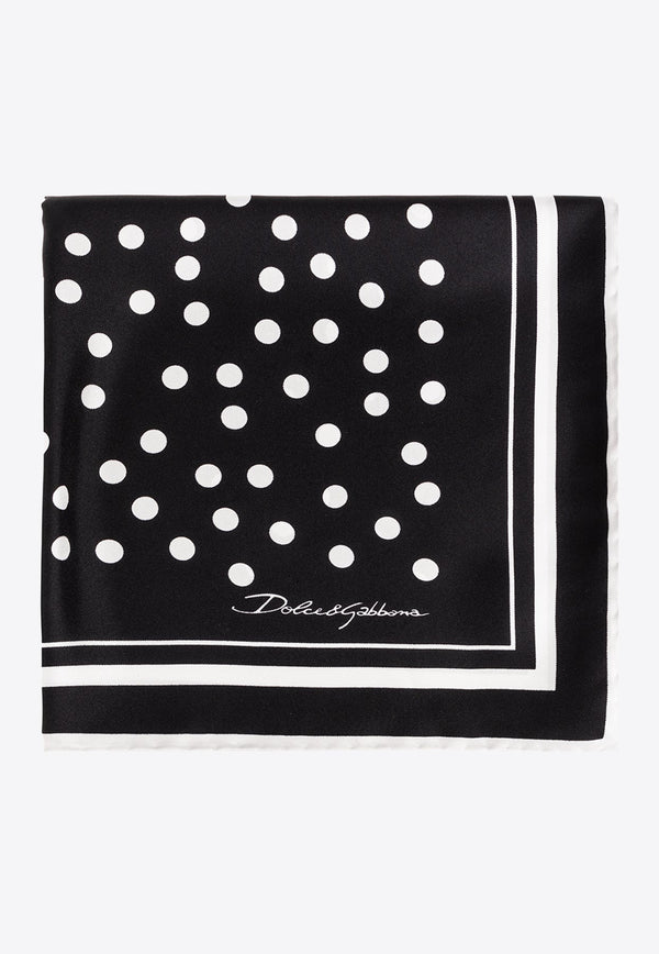 Polka-Dot Print Silk Square Scarf