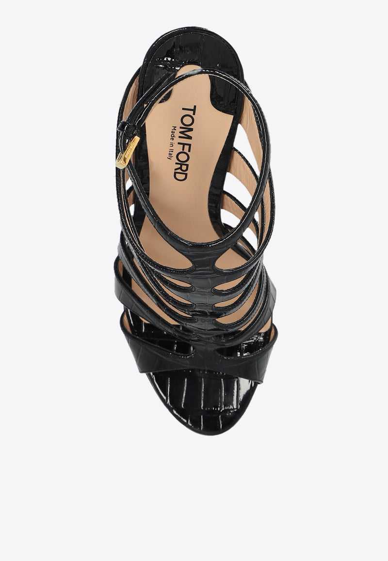 Carine 105 Croc-Embossed Leather Sandals