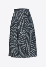 Printed Silk Pleated Midi Skirt