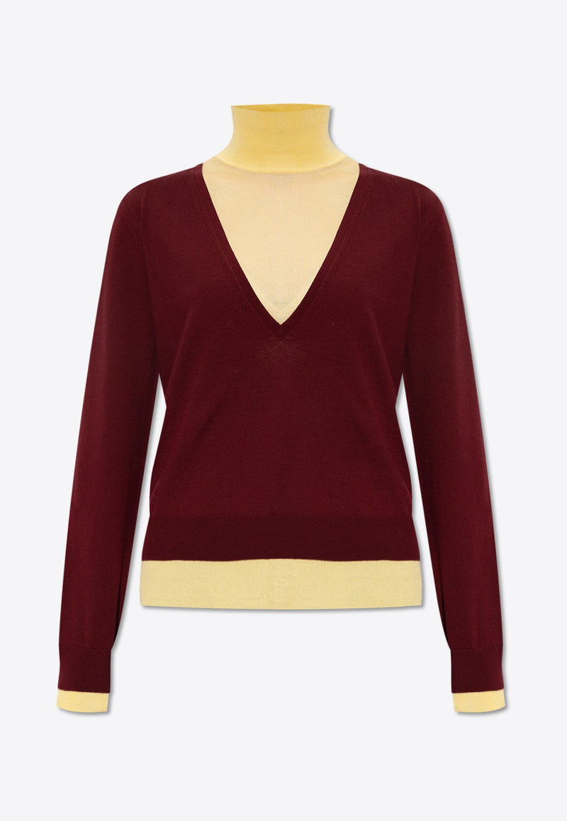 Mock-Neck Double Layer Sweater