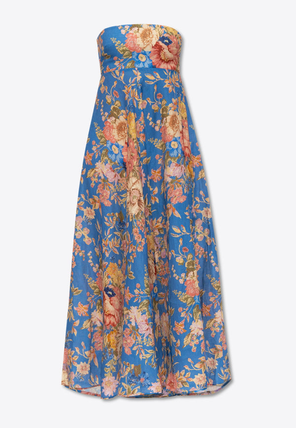 August Floral Print Strapless Midi Dress