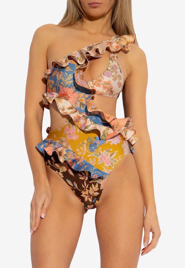 One-Shoulder Ruffled One-Piece Swimsuit