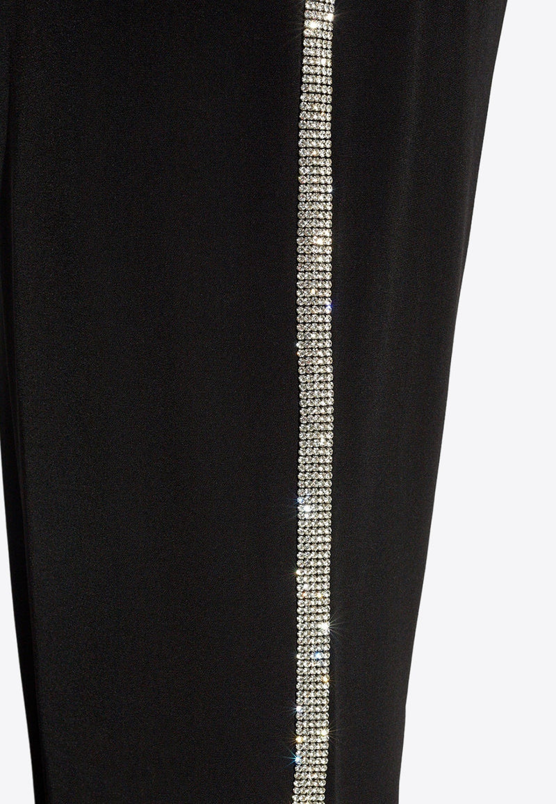 Straight-Leg Crystal-Embroidered Pants