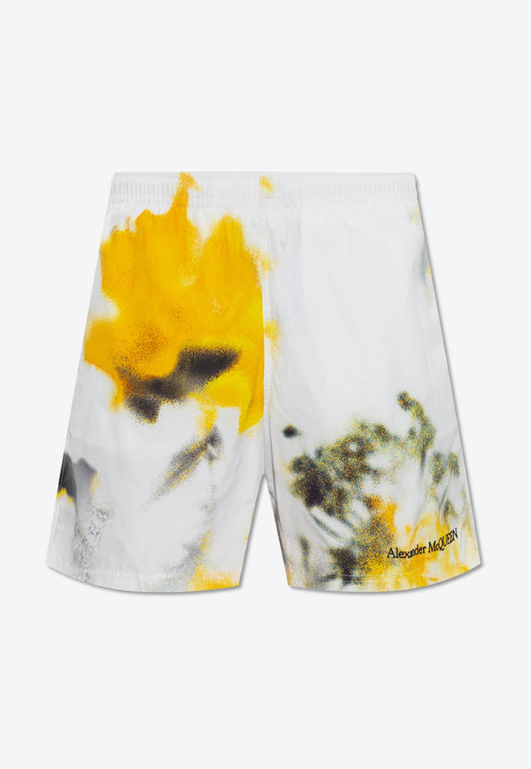 Obscured Flower Print Swim Shorts