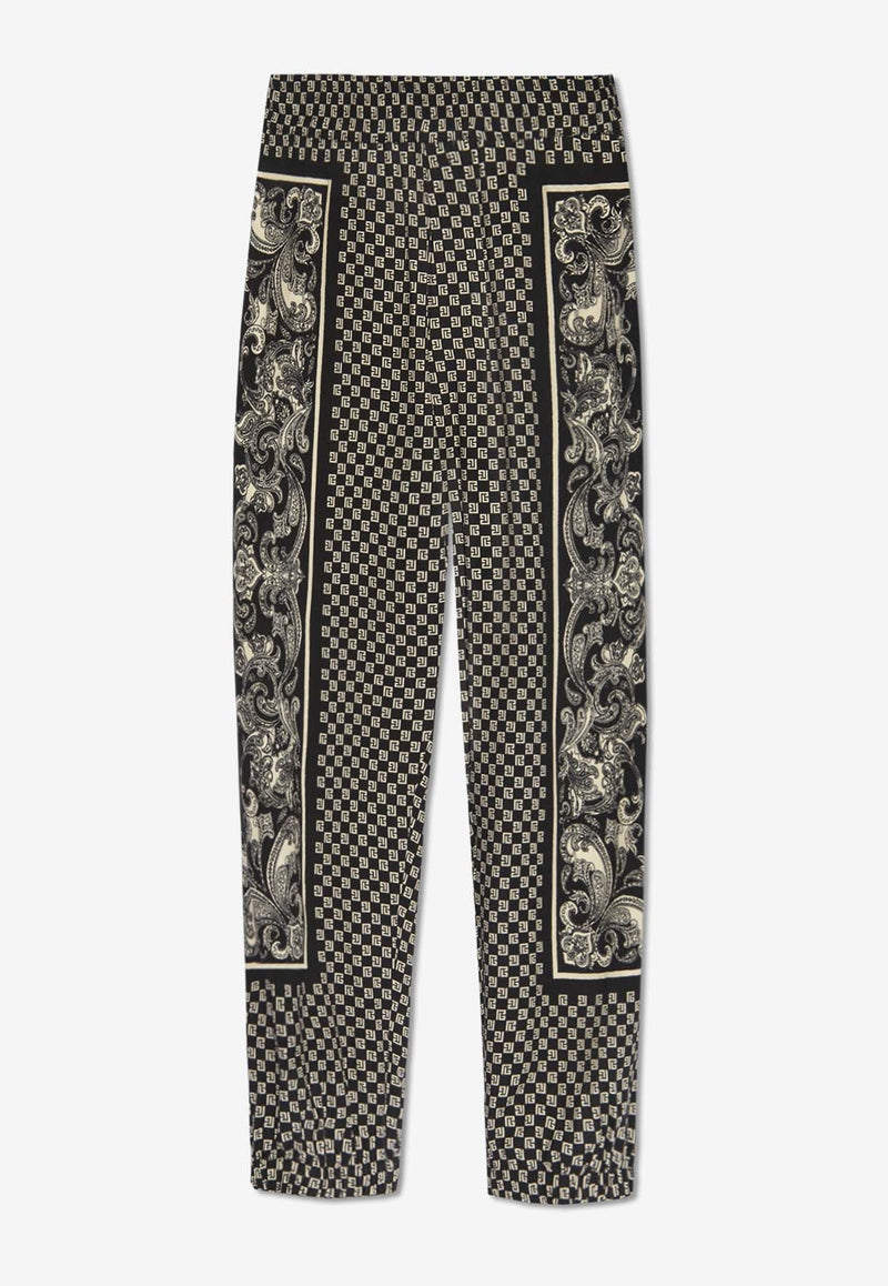 Printed Monogram Straight-Leg Pants