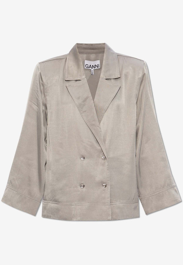 Double-Breasted Satin Blazer