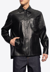 Embossed Anagram Leather Jacket