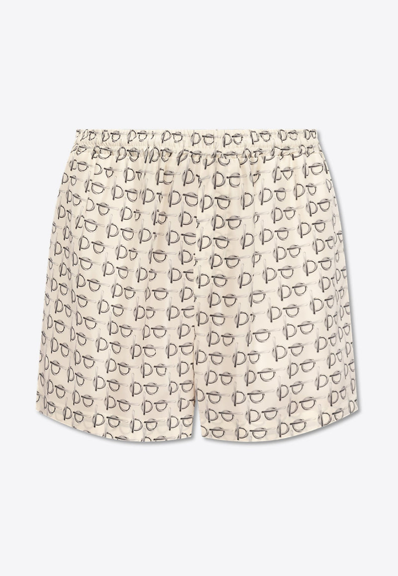 B Closure Print Silk Shorts