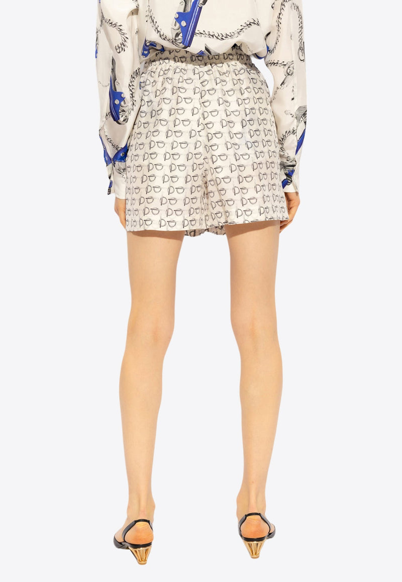 B Closure Print Silk Shorts