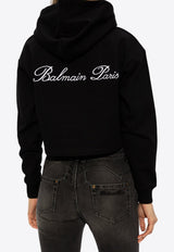 Logo-Embroidered Cropped Hooded Sweatshirt