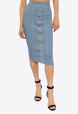 Buttoned Midi Knit Pencil Skirt
