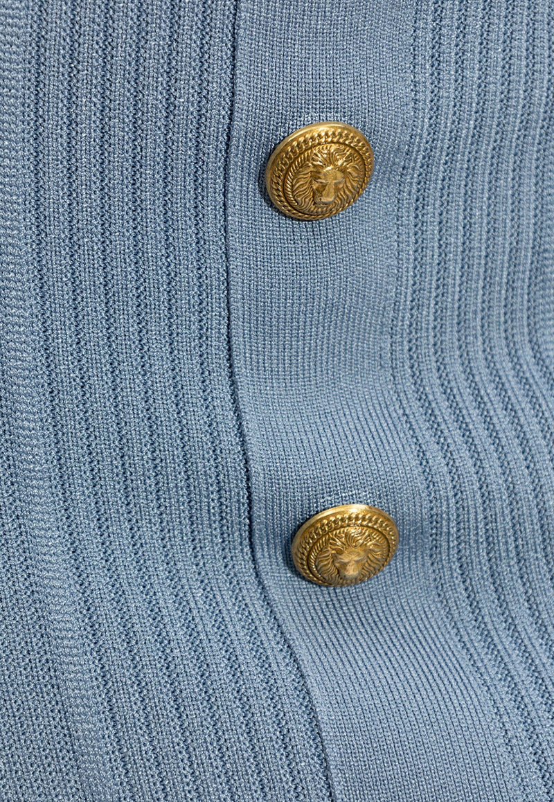 Buttoned Midi Knit Pencil Skirt