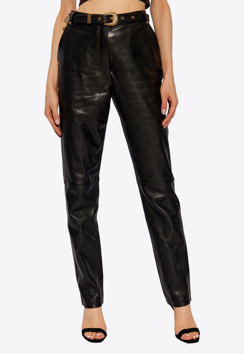 Leather High-Rise Trousers