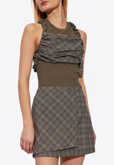 Checkered Mix Ruched Crop Top