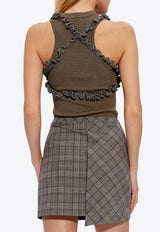 Checkered Mix Ruched Crop Top