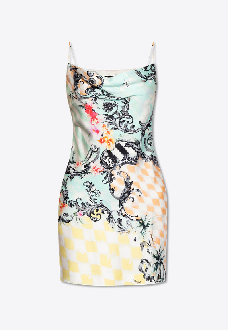 Baroque Print Sleeveless Mini Dress