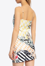 Baroque Print Sleeveless Mini Dress