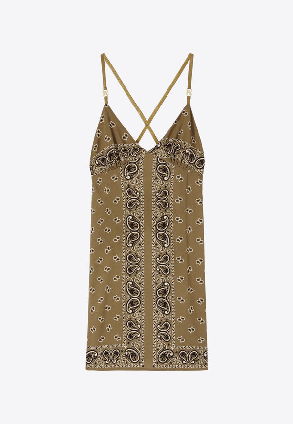 Paisley Print Sleeveless Mini Dress