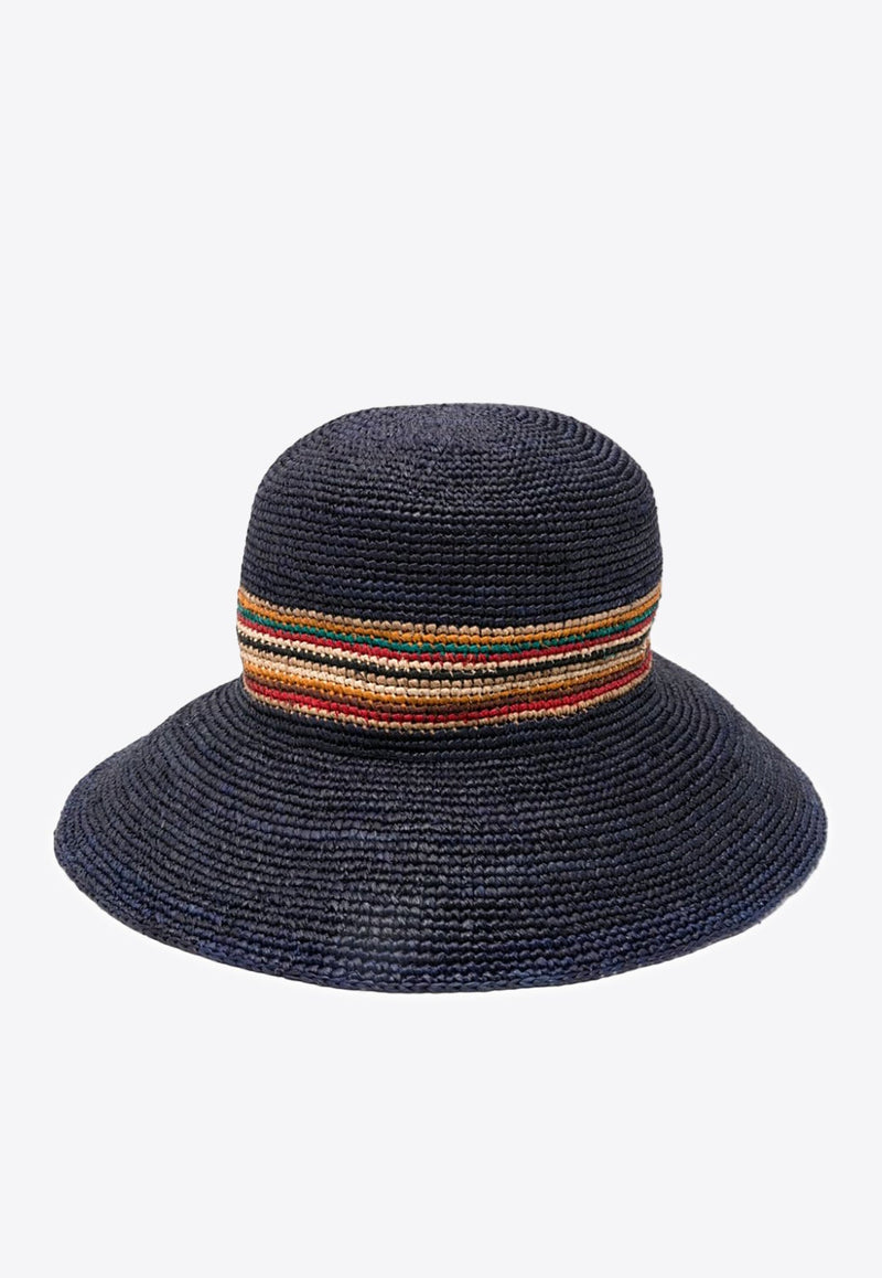 Contrast-Panel Straw Hat