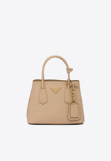 Double Saffiano Leather Logo Tote Bag