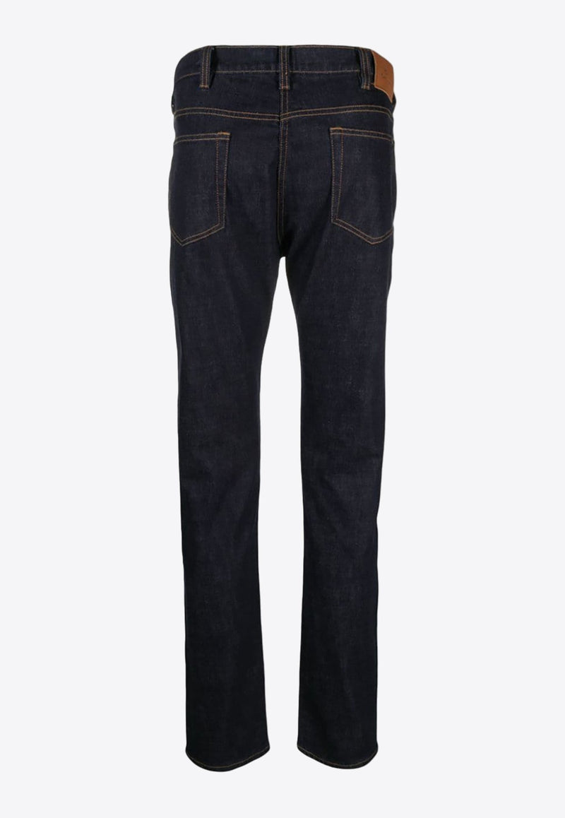 Contrast Stitching Washed Jeans