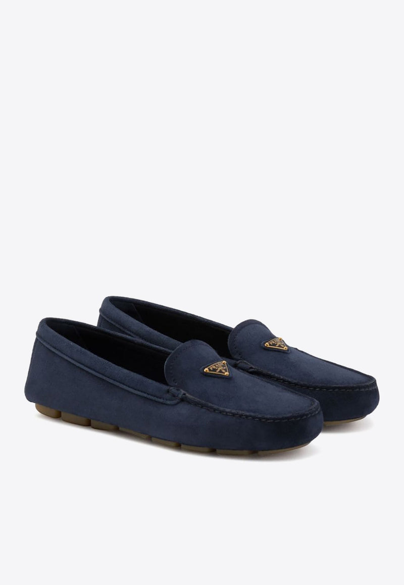 Triangle Logo Suede Loafers