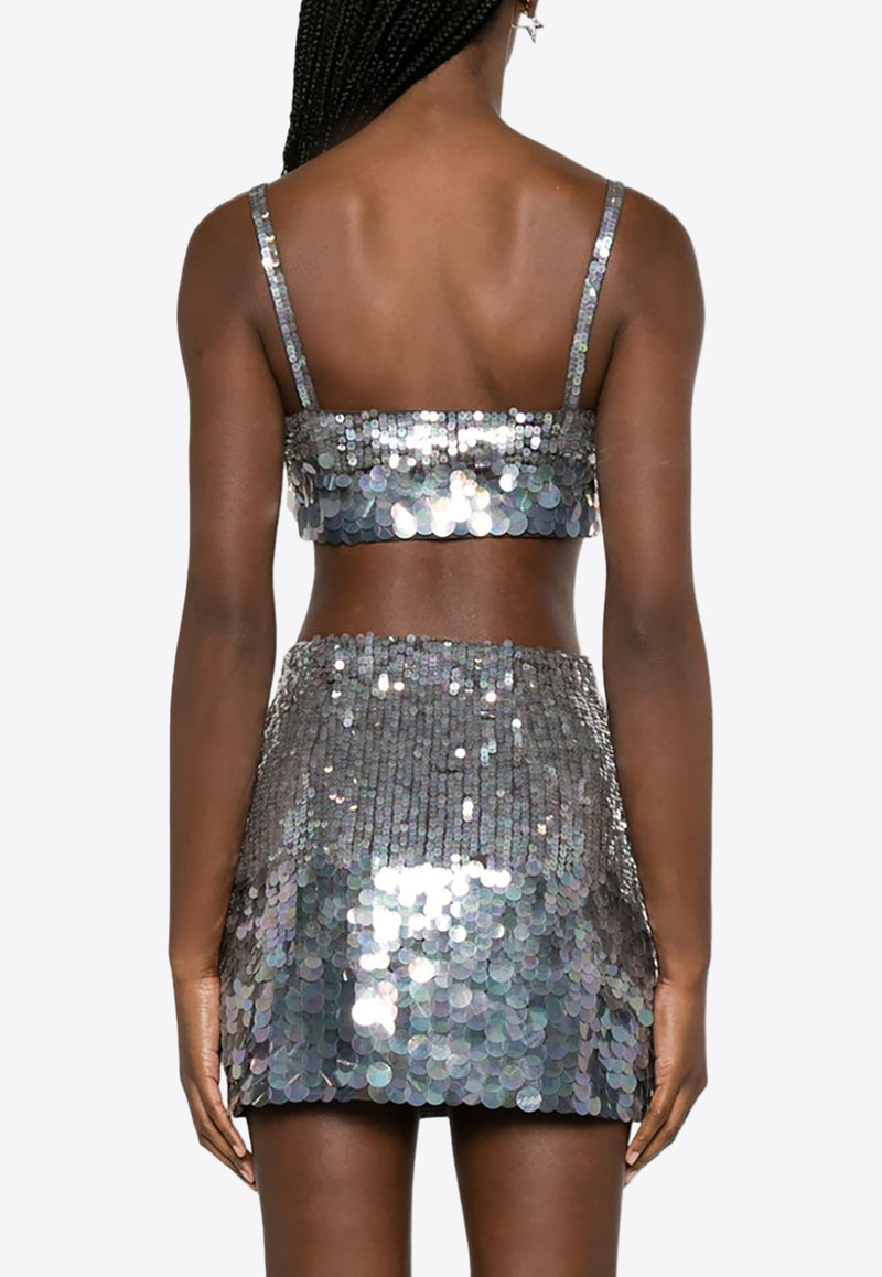 Iridescent Sequins Cropped Top