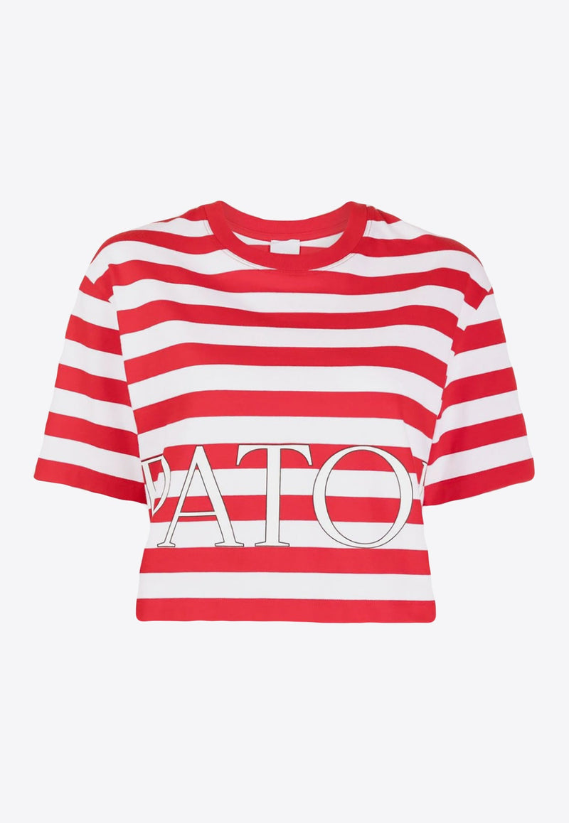 Striped Logo Cropped T-shirt
