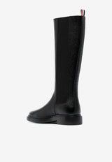4-bar Stripes Knee-High Chelsea Boots in Grained Leather