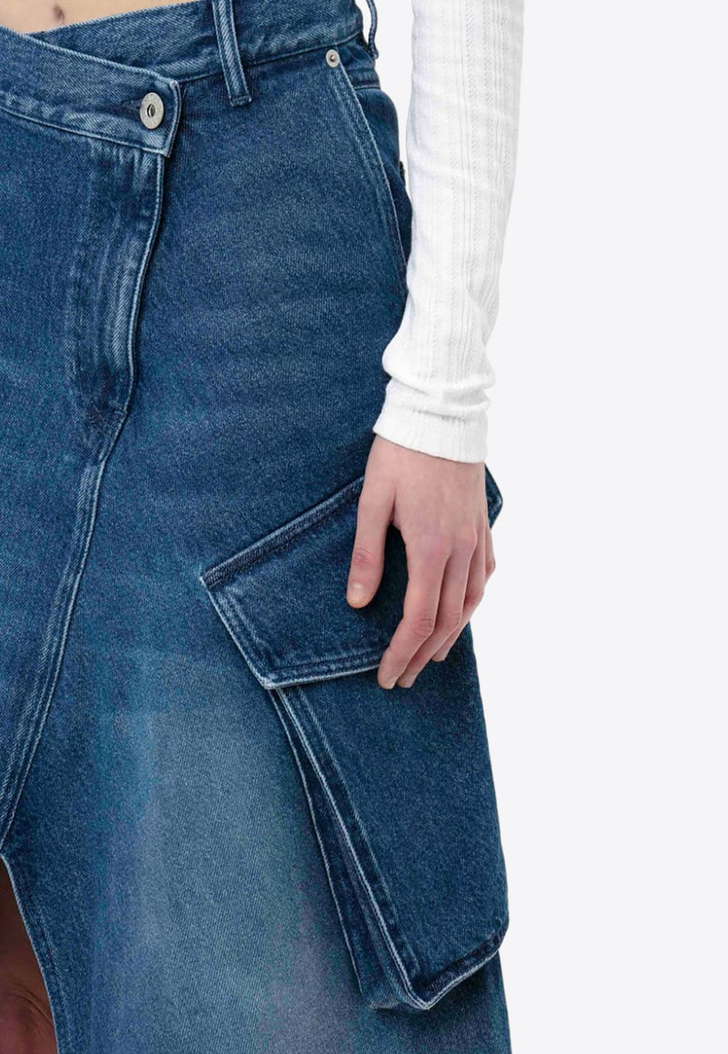 Cargo Midi Denim Skirt