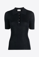 Cipria Ribbed Short-Sleeved Polo T-shirt