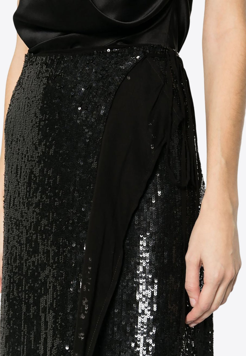 Glare Sequined Wrap Midi Skirt